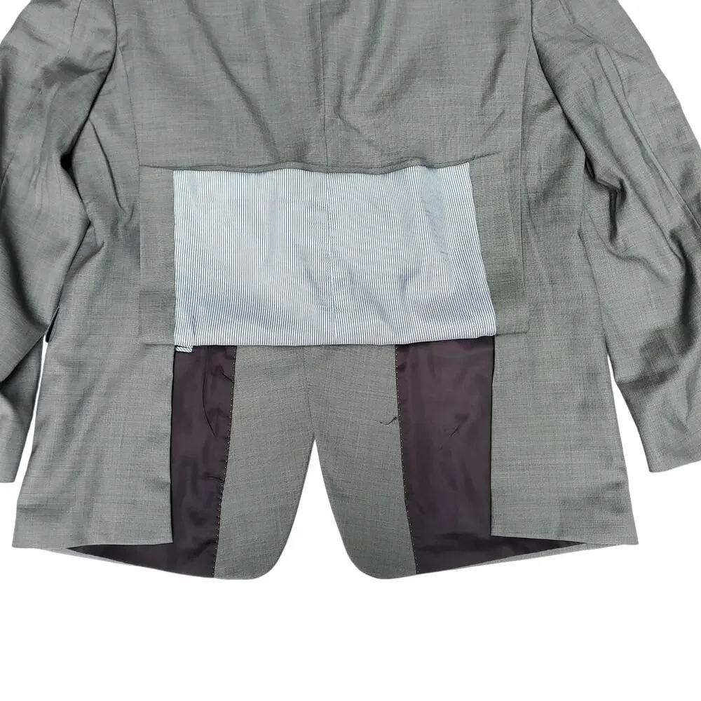 Tommy Hilfiger Gray Worsted Wool 2-Btn 2 Vent Sport Coat Blazer Jacket 48L Long